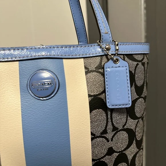 Coach Signature Stripe PVCTop Handle Small Tote bag 2001